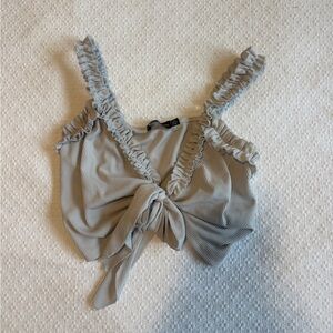 Ruffled White Women's Triangle Top